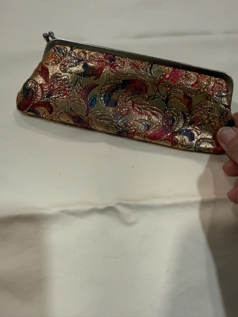 Vintage 1960’s Gold Metallic Paisley Eyeglass Case